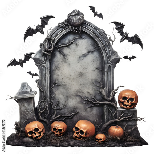 Eternal Rest: Halloween Tombstone Isolated on Transparent Background PNG