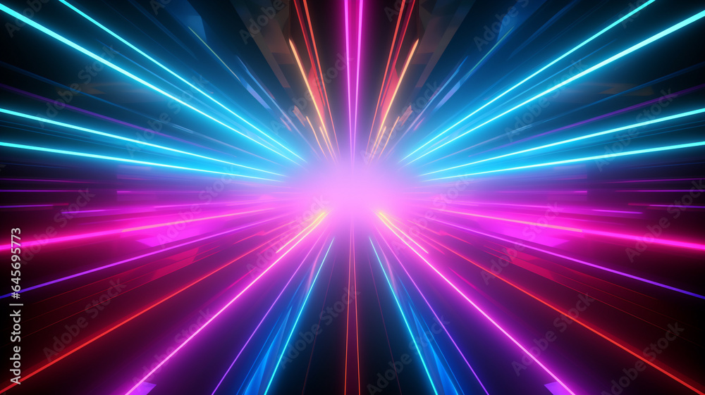Abstract colorful background bright neon rays and glowing lines. Wallpaper concept. Generative AI Abstract colorful background bright neon rays and glowing lines. Wallpaper concept. Generative AI