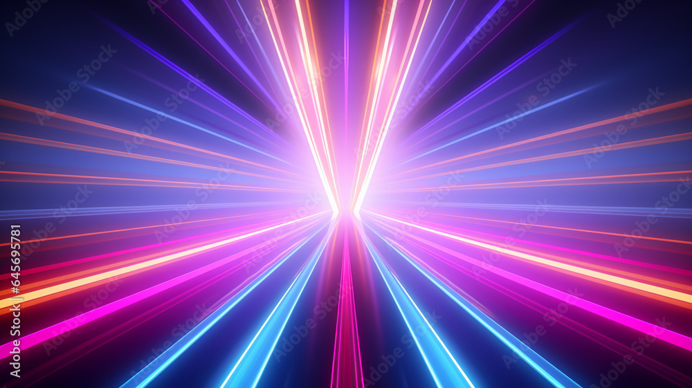 Abstract colorful background bright neon rays and glowing lines. Wallpaper concept. Generative AI