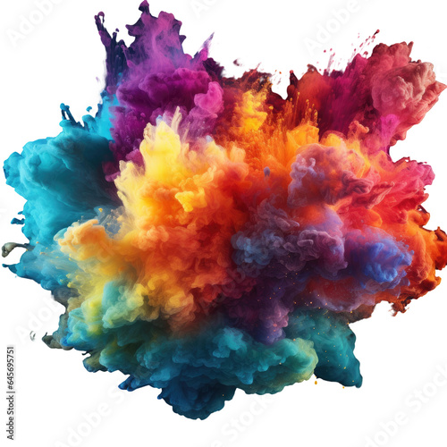 Colorful dust explosion on a transparent background