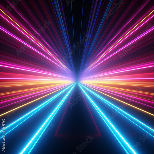 Abstract colorful background bright neon rays and glowing lines. Wallpaper concept. Generative AI