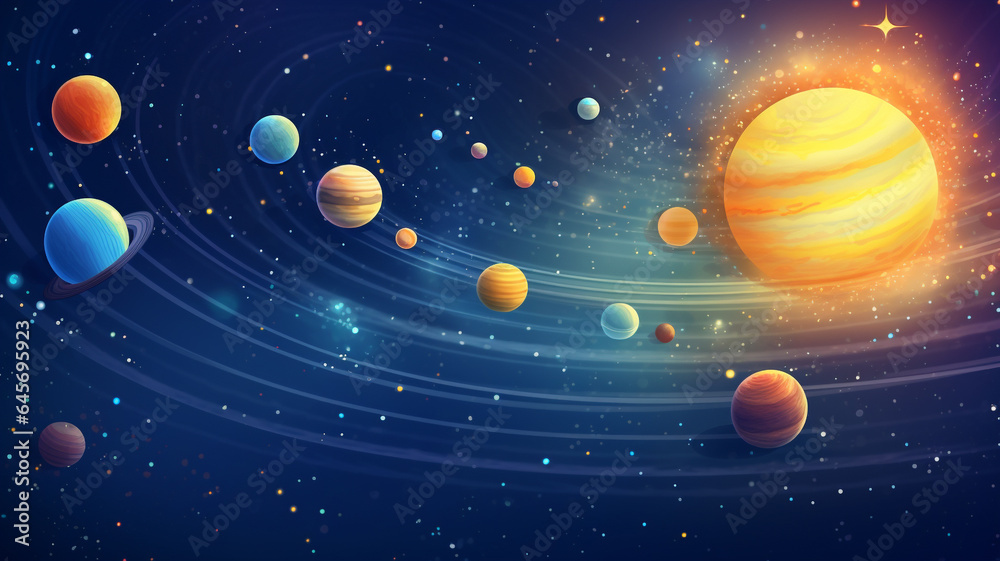 Naklejka premium Solor system background. Illustration. Generative AI