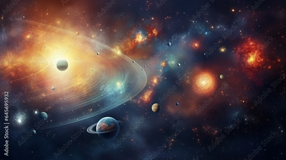 Solor system background. Illustration. Generative AI Solor system background. Illustration. Generative AI