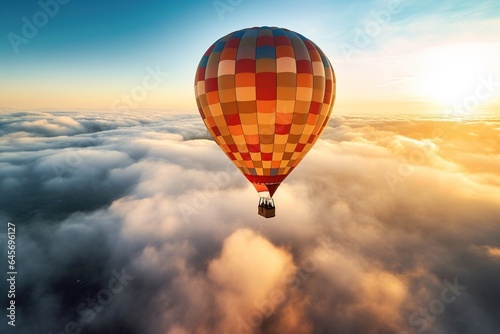 Colorful hot air balloons flying on sky, hot air balloons, Generative Ai illustration