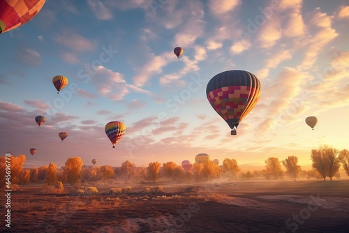 Colorful hot air balloons flying on sky  hot air balloons  Generative Ai illustration