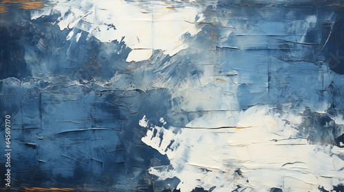 Contemporary Oil Painting Texture Abstraction with Grey and Blue Oil Paint Brush Strokes