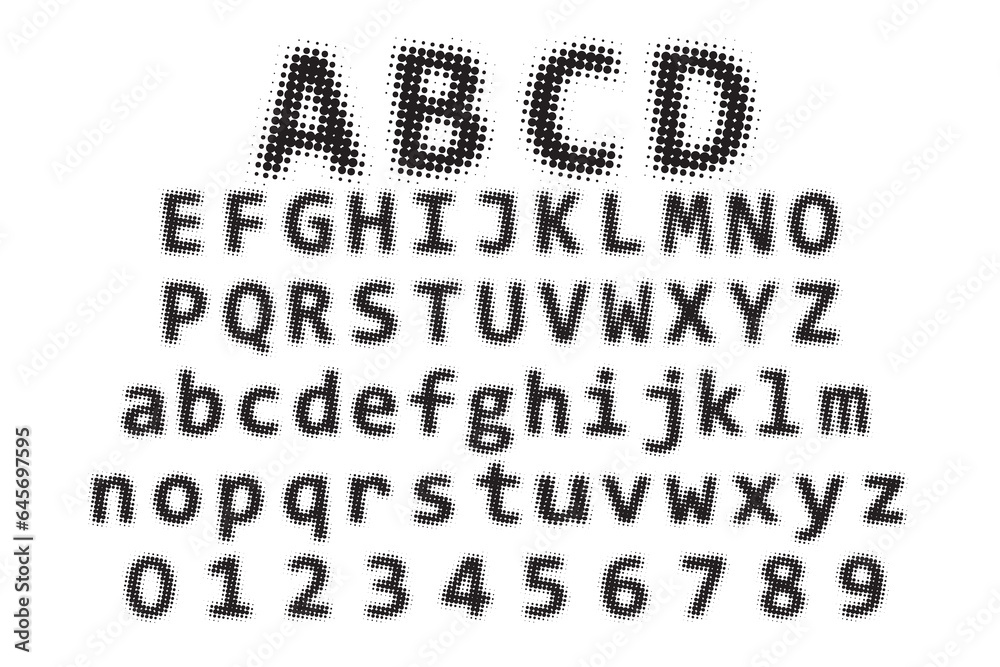 Obraz premium Vintage halftone display font alphabet