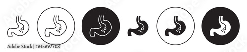endoscopy vector icon set. stomach endoscope vector symbol. gastrointestinal gastroscope in black color.