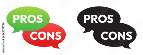 pro and cons vector icon set in black, red and green color photo