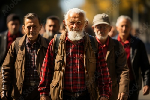 old pensioner men walking down the street