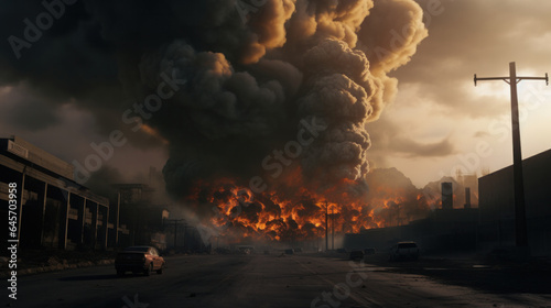 City Engulfed in Apocalyptic Smoke: A Glimpse into a Dystopian Future.