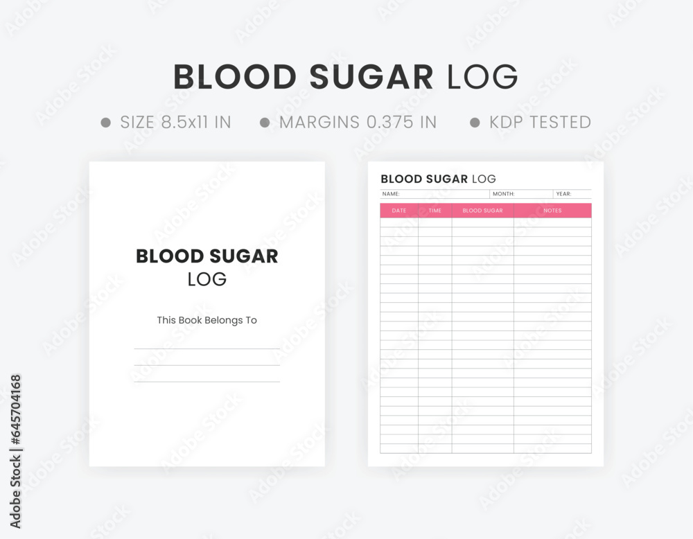 Blood Sugar Log Template Printable. Blood Glucose Logbook Charts