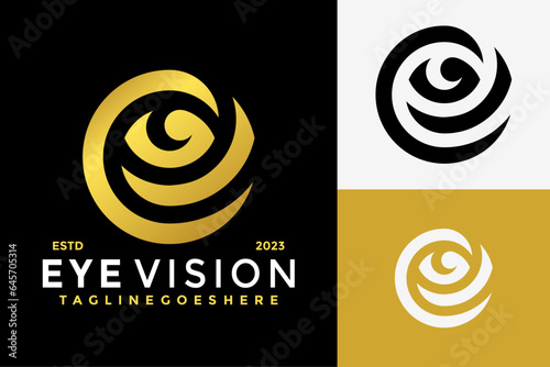 Letter E Eye logo design vector symbol icon illustration