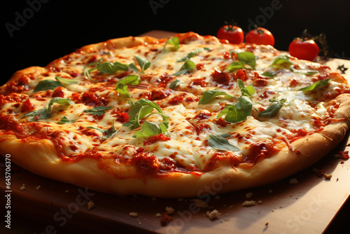 fresh tasty italian pizza close up