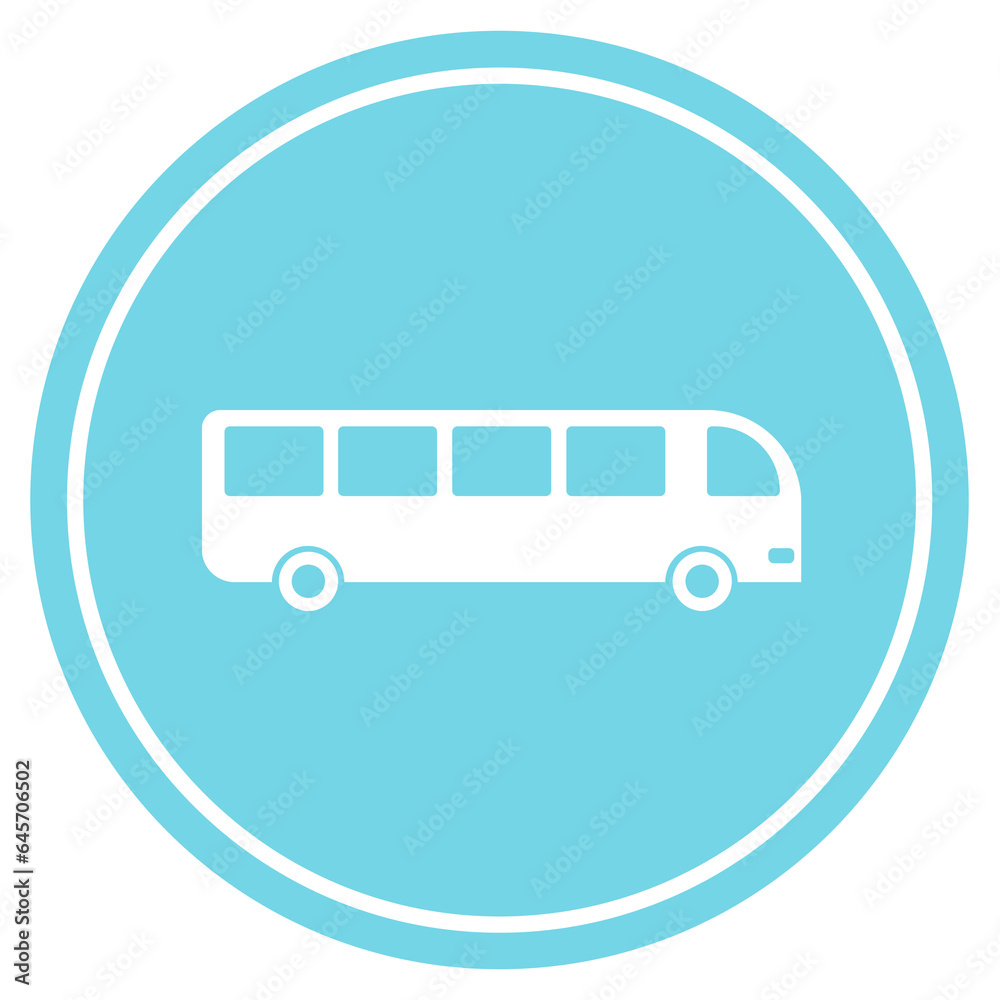 blue bus station sign circle icon