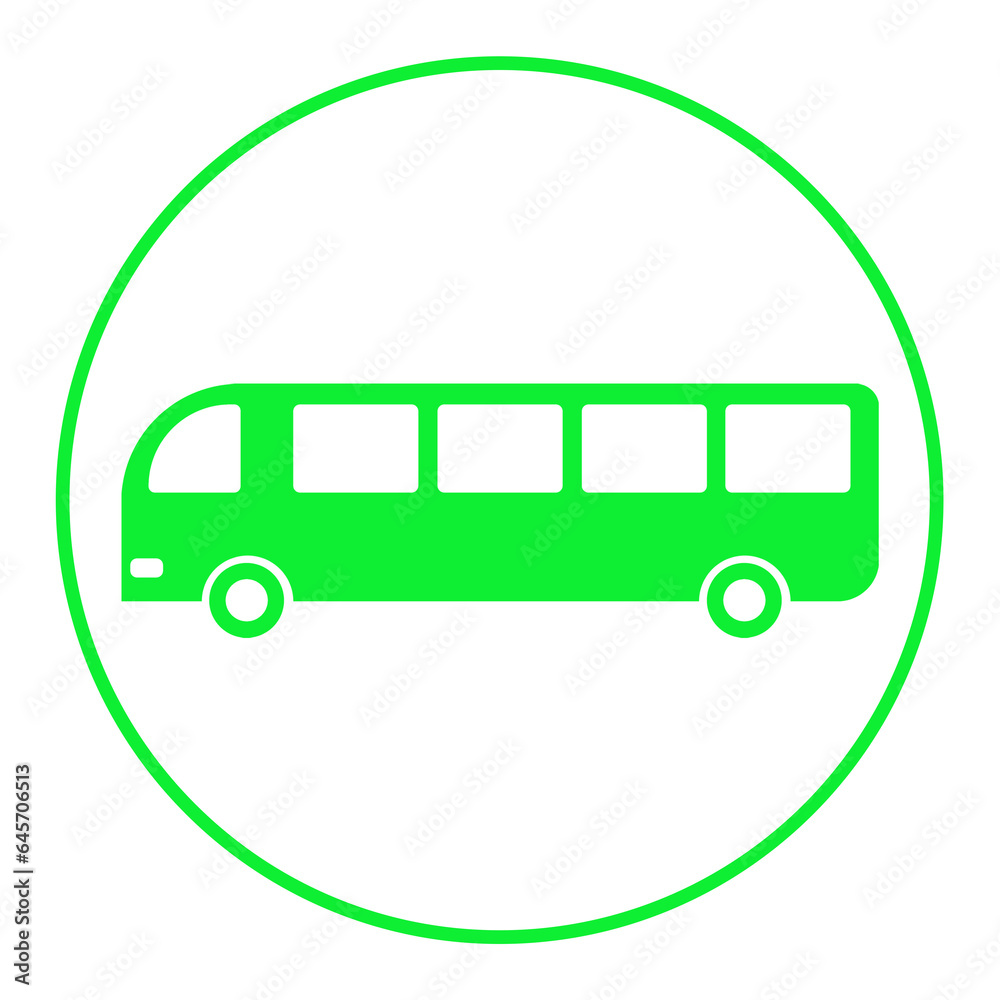 green bus square circle frame icon green bus square circle frame icon