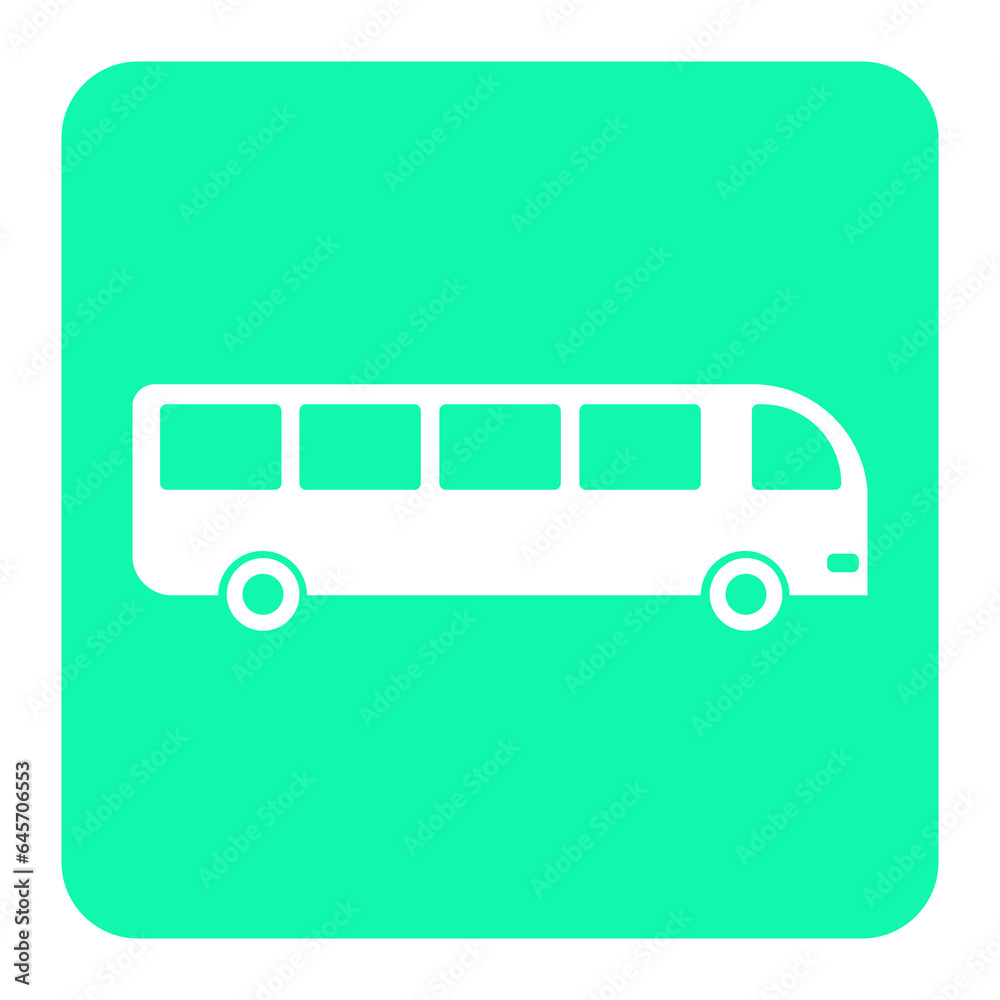 green mint bus station sign square icon