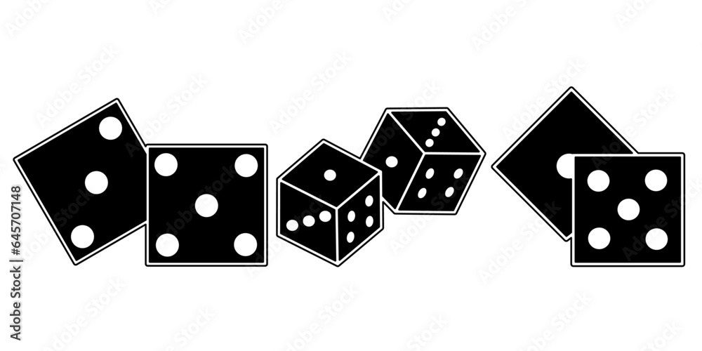 Dice icon collection. An illustration of a black dice icon. Stock vector. Dice icon collection. An illustration of a black dice icon. Stock vector.
