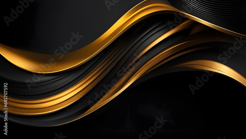 Abstract wavy black and gold background.