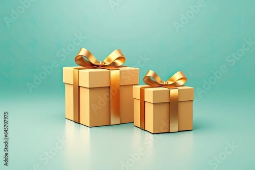 golden christmas gift box with bow illustration © krissikunterbunt