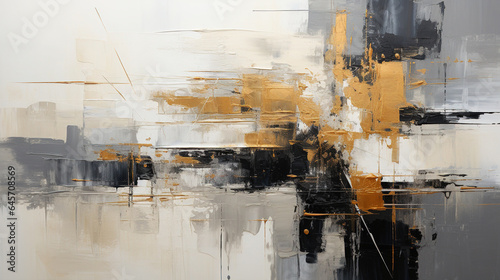 Abstract Art of Deconstructed Black and Silver Gold Foil