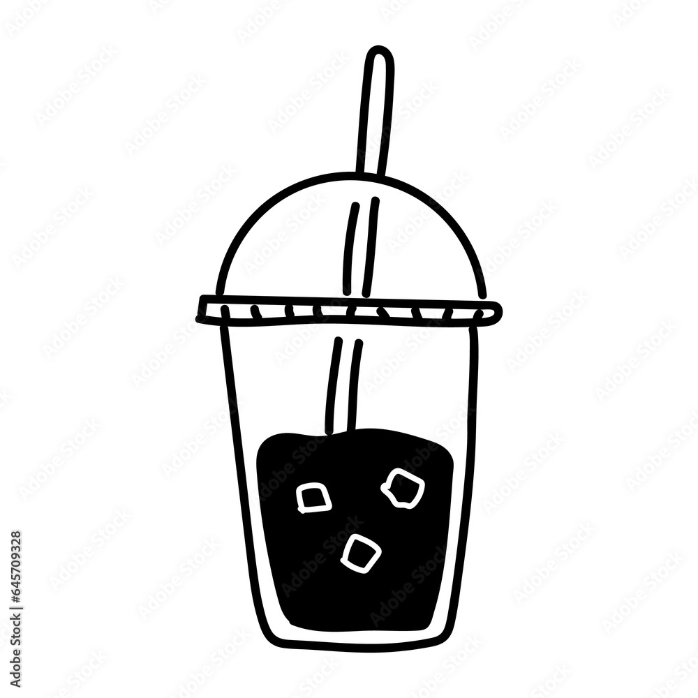 Hand drawn line doodle style cafe illustrations, black line icons, cafe logos, take out cup, png transparent background Hand drawn line doodle style cafe illustrations, black line icons, cafe logos, take out cup, png transparent background