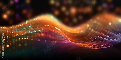 A Close-Up of The Concept of a Technology Digital Wave Pink and Gold Background