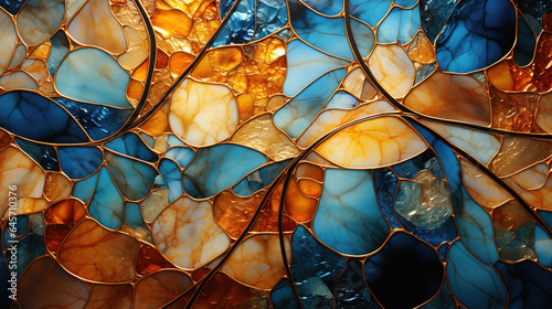 Pointillism Sea Glass of Alcohol Ink Blue and Gold Abstract Fluid Art © Image Lounge