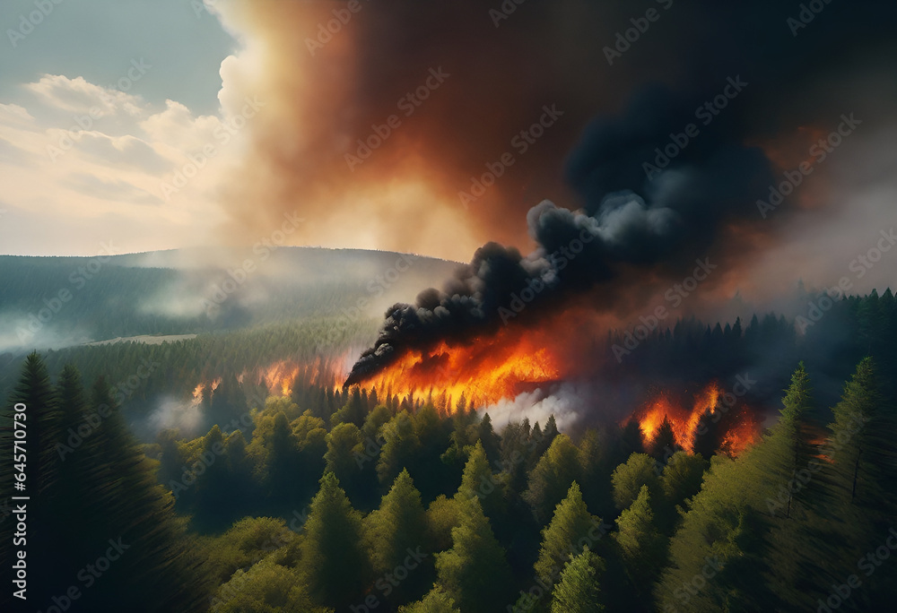 dangerous fire in the forest