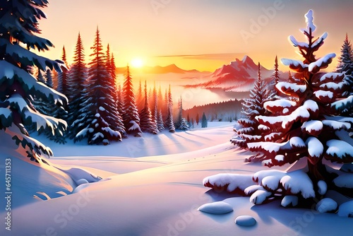 christmas background and beautiful sun raising © tahira