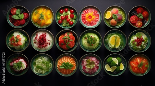Food photography, healthy bowls, fruits, vegetables, concept: healthy food, 16:9, copy space 