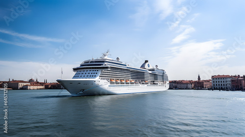 Cruise ship with tourists in Venice Italy, sunny day © Adin