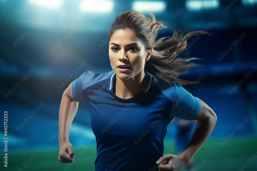 Female Soccer Player Running During Match