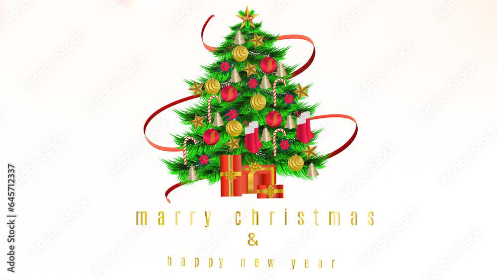 merry christmas and happy new year greeting card with fir tree isolated on white merry christmas and happy new year greeting card with fir tree isolated on white