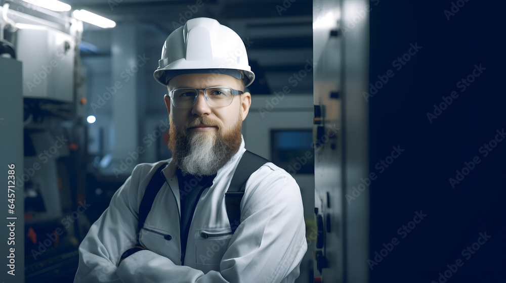 Worker industry engineer background Industrial pipeline, oil and gas factory, blue color banner with sun ligh. Generation AI. Worker industry engineer background Industrial pipeline, oil and gas factory, blue color banner with sun ligh. Generation AI.