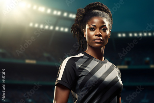 Black Woman Soccer Player in the Stadium © Dantaz