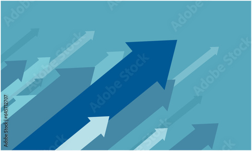 Rising financial economic costs blue arrows vector pattern copy space