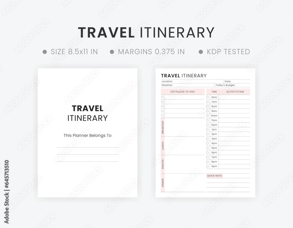 Travel Itinerary Template Printable