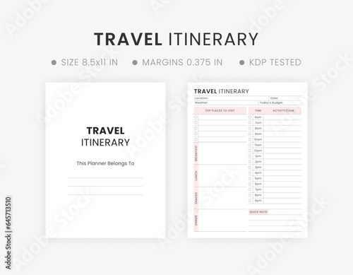 Travel Itinerary Template Printable photo