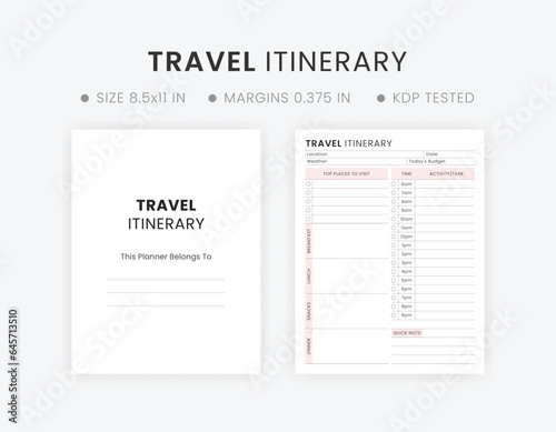 Travel Itinerary Template Printable