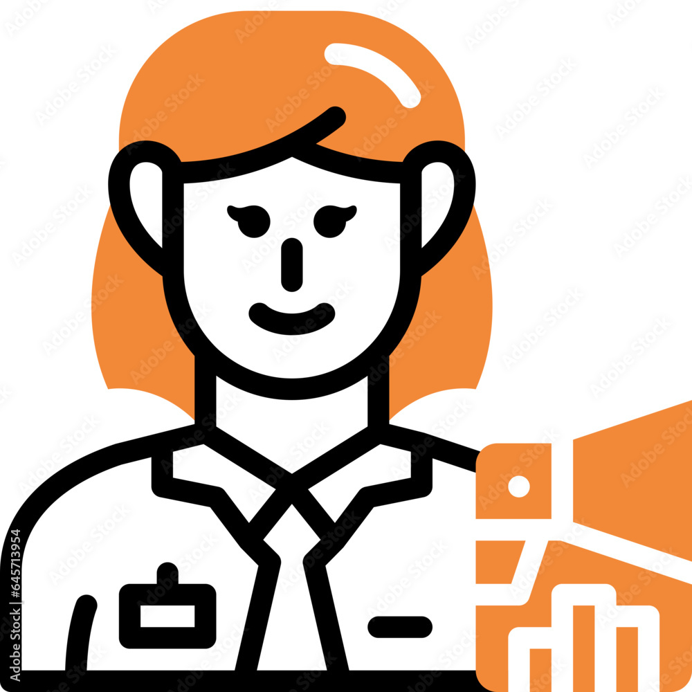 woman marketer flat line icon