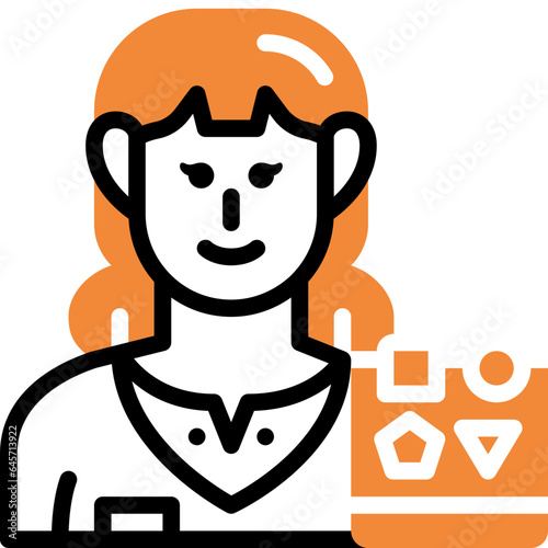 woman content creator flat line icon