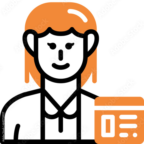 woman blogger flat line icon