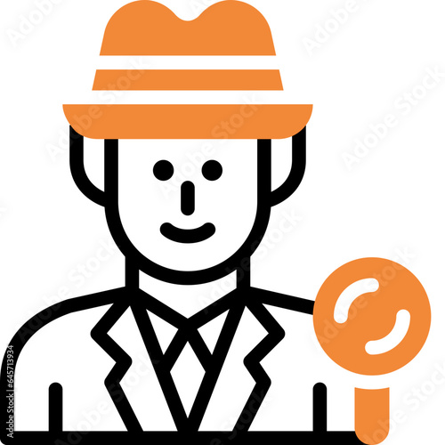 detective flat line icon