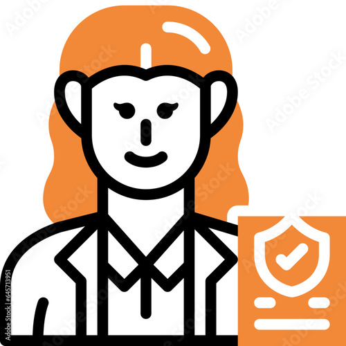 woman insurer flat line icon