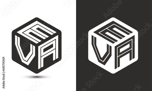 EVA letter logo design with illustrator cube logo, vector logo modern alphabet font overlap style.