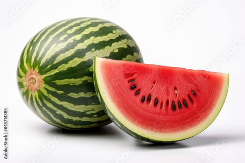 Juicy watermelon with sliced isolated on white background