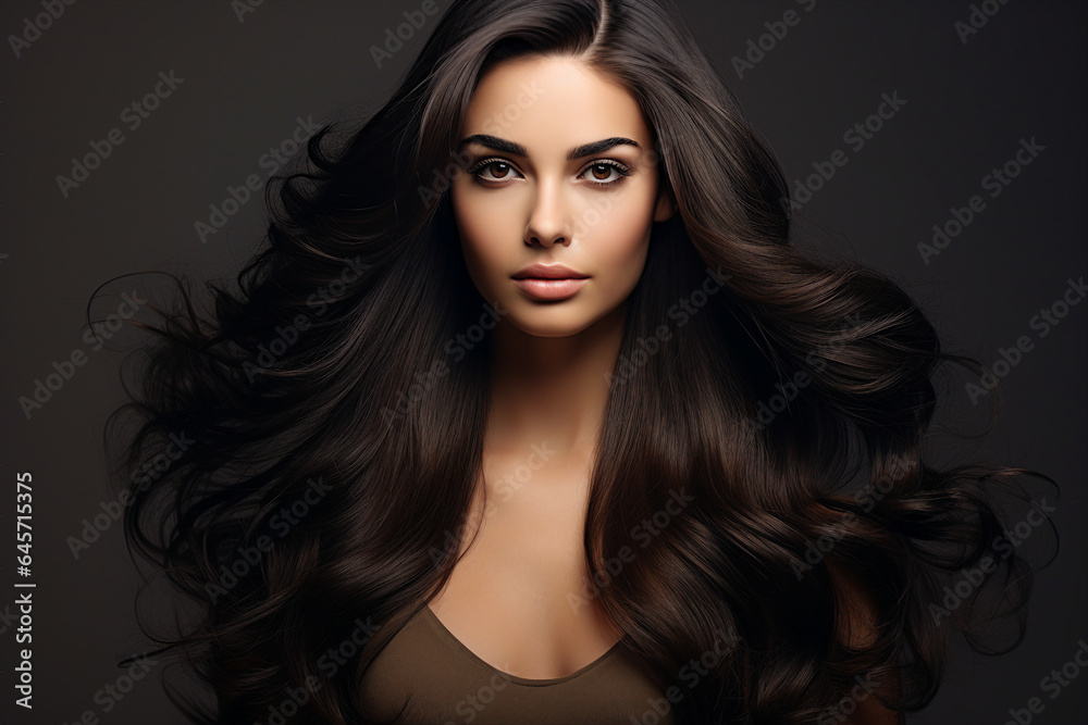 Generative AI picture of young attractive woman model with stunning flattering long hairstyle Generative AI picture of young attractive woman model with stunning flattering long hairstyle