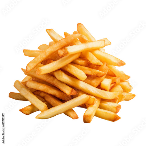 Delicious French Fries on Isolated Background. Generative AI