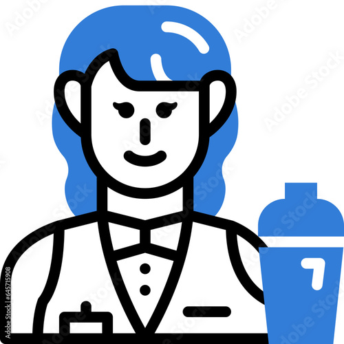 female bartender flat line icon